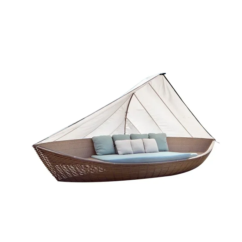 

JC Rattan Hotel B & B Outdoor Lying Bed, Creative Beach Chairs Double Leisure Sailing
