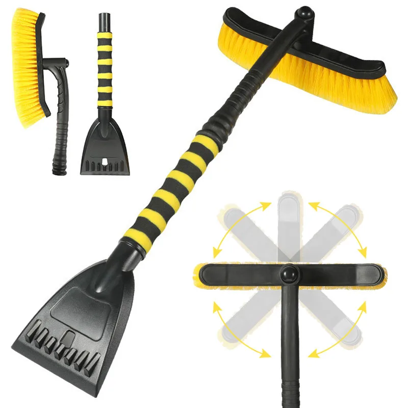 2-in-1 Winter Detachable Car Snow Sweeping Shovel 360° Rotatable Car Deicing Snow Sweeping Brush Car Snow Clearing Tools