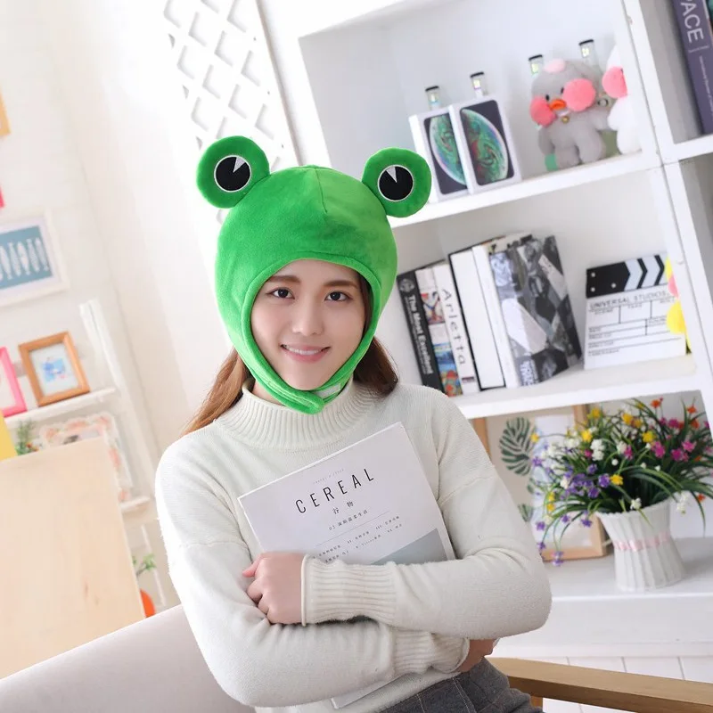 Cute Plush Frog Hat Cap for Halloween Costume Cosplay Party Men Women Girls Y2k