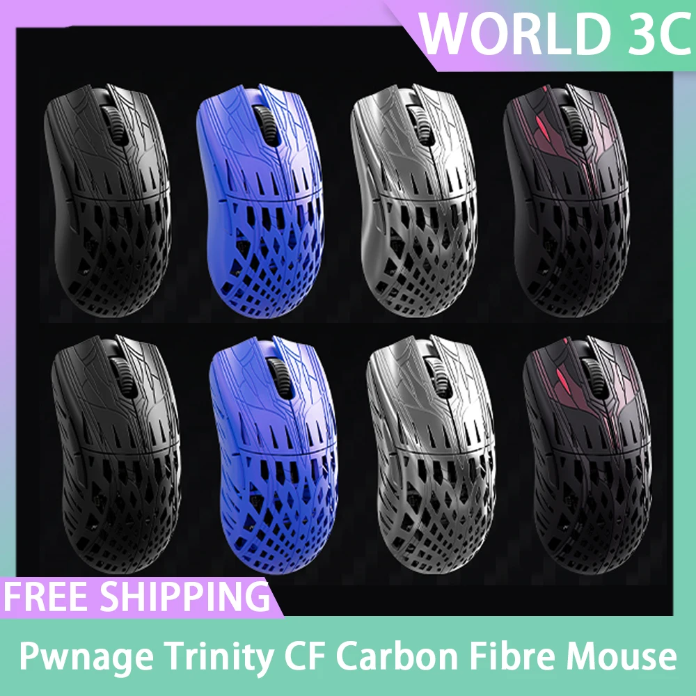 Pwnage Trinity CF Carbon Fibre Mouse Paw3950 Sensor Dual 8k Polling Rate Esports Gaming Mouse Customized Pc Gamer Accessories