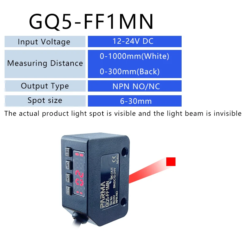 PARMA Photoelectric Sensor Square Infrared Diffuse Reflection 12-24V NPN PNP Distance 1M Digital Display Optical Photoell Switch