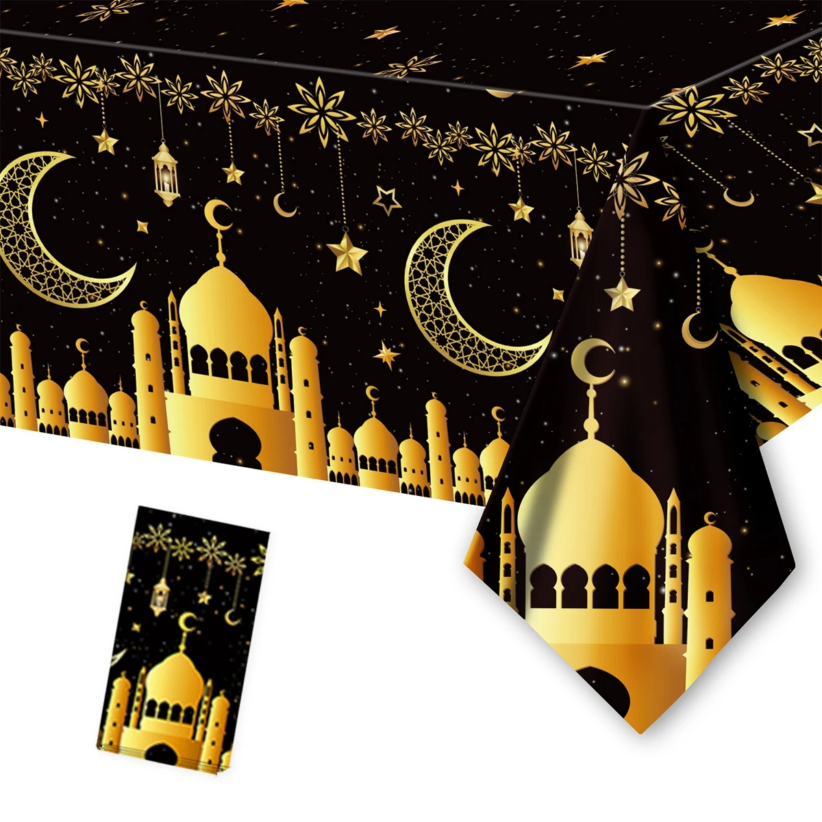 Ramadan Decoration Plastic Tablecloth EID Mubarak Decoration 2025 For Home Table Cloth Ramadan Kareem Islamic Muslim Party Decor