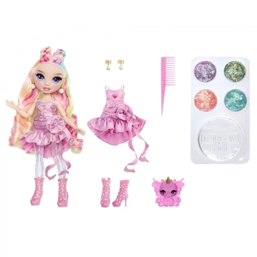 Rainbow high rainbow glitter with slime – bella, pink, 28 cm, doll and accessories +4 years (mga 122401)
