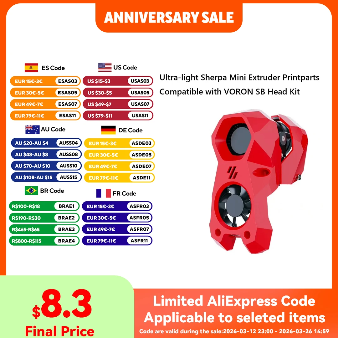 

Upgraded Ultra-light Sherpa Mini Extruder Printparts Compatible With VORON SB Head Kit For 3D Printer Parts