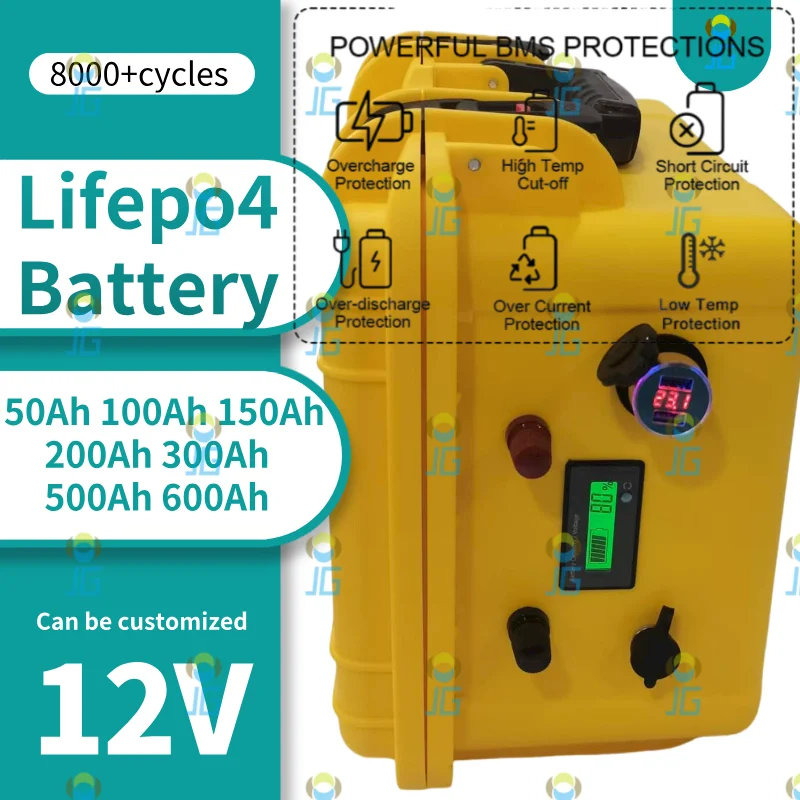

Новый аккумулятор LiFePO4 12 В, 600 Ач, 500 Ач, 300 Ач, 200 Ач, 100 Ач, встроенный литий-железо-фосфатный элемент BMS, 8000 + циклы