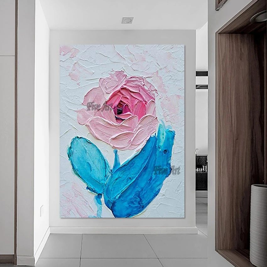 Handmade Artwork Thick Acrylic Abstract Flower Oil Painting No Framed Large Living Room Wall Picture Home Decoration Canvas