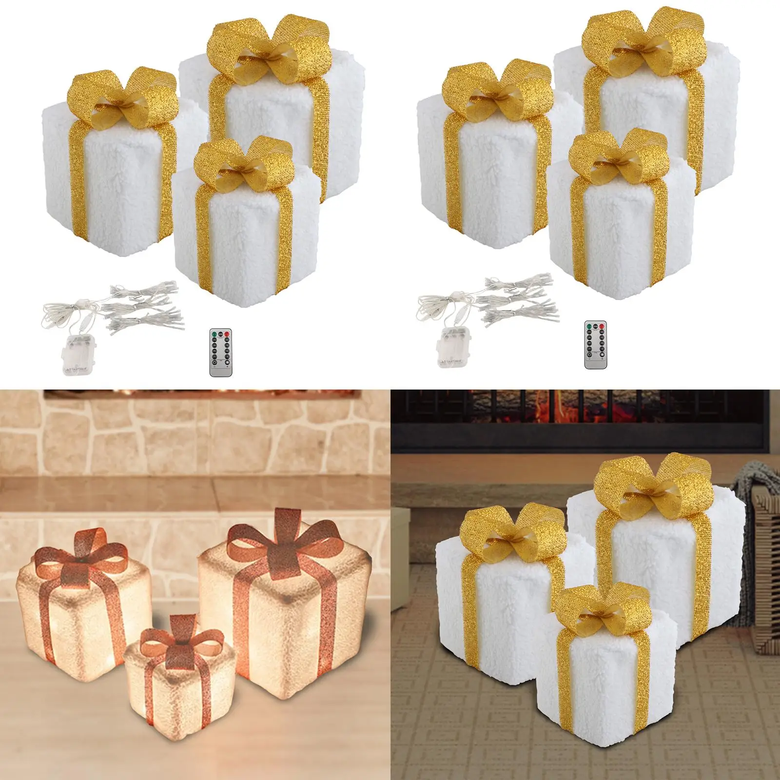 

Christmas Lighted Gift Boxes Set of 3 Lighted Christmas Tree Present Boxes LED