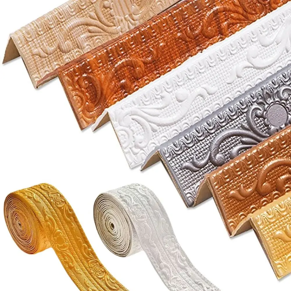 1 Roll Waterproof Ceiling Decoration Strip Antifouling 3D Wall Trim Line Easy Installation Self-Adhesive Wall Sticker