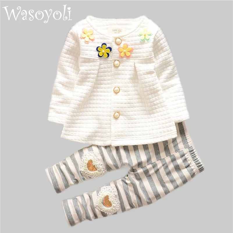 

Baby's Clothing Set Flower Coat + Heart Pants 9 to 24CM Soft Cotton Cute Spring Autumn Winter Girls Set Baby's Clothing