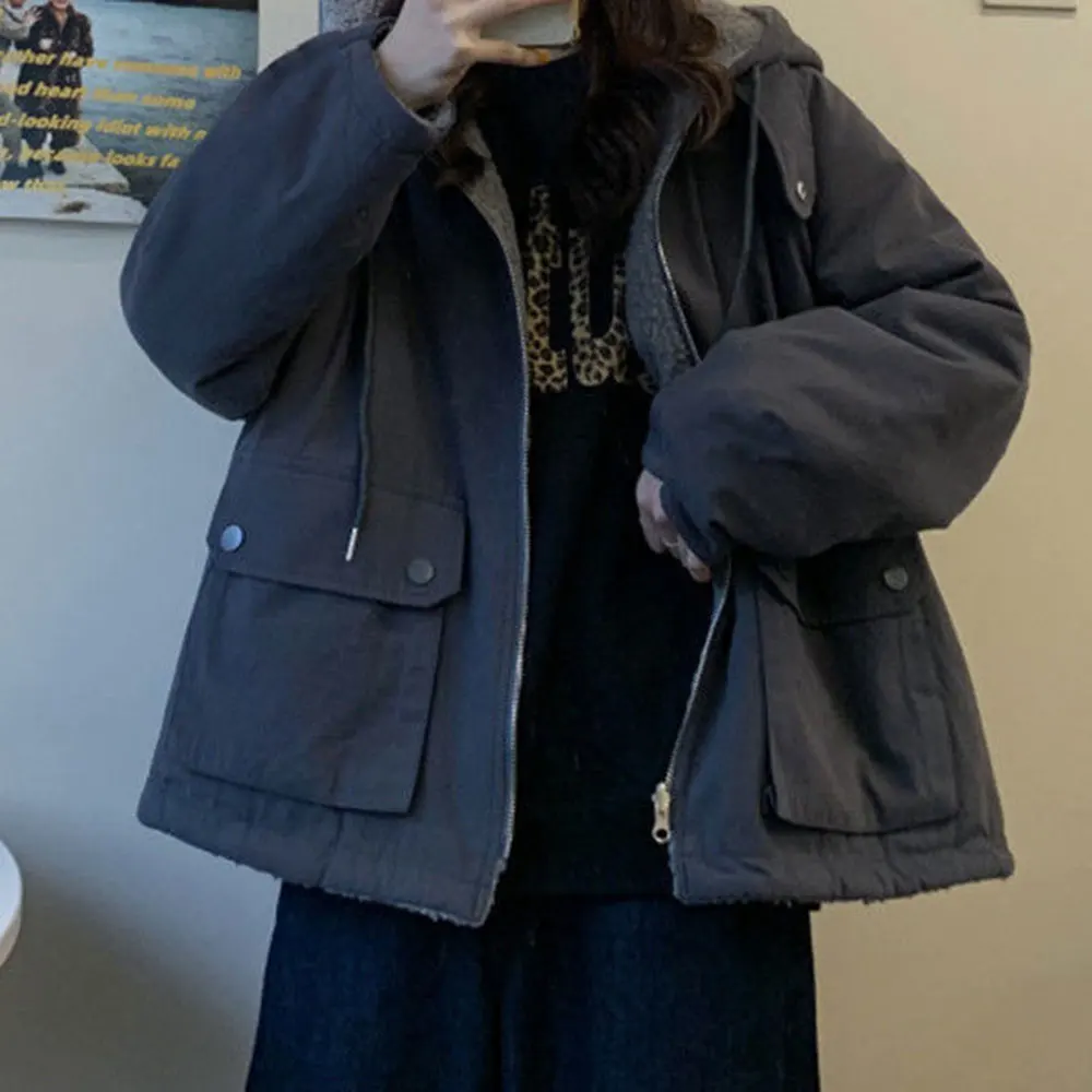 

Mia Muse Boutique женские зимние пальто 2025 повседневные базовые однотонные пальто с длинными рукавами и открытой передней молнией обычного кроя с капюшоном