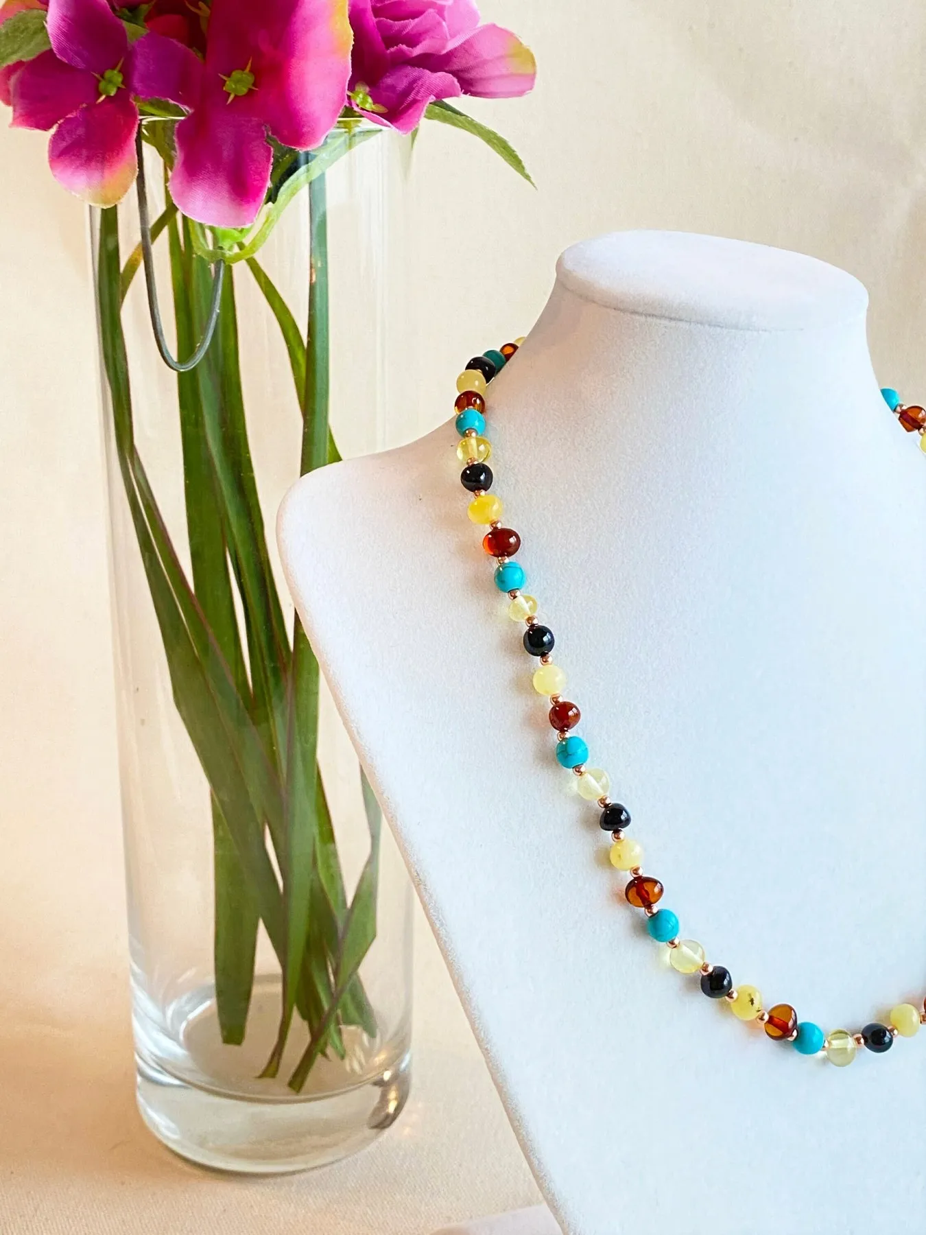 

Baltic Amber Necklace Turquoise and Amber Beads Necklace, Amber Jewelry, Handmade, Sterling Silver Beads Amber Stone Jewelry