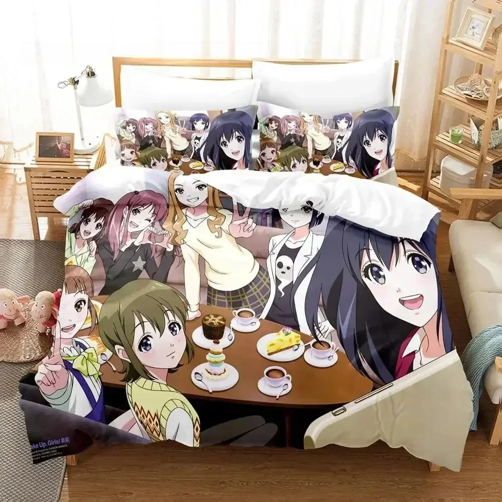 

3D-принт аниме Kawaii Wake Up, девочки! Комплект постельного белья Single Twin Full Queen King Size, комплект постельного белья для взрослых и детей, комплекты пододеяльников для спальни