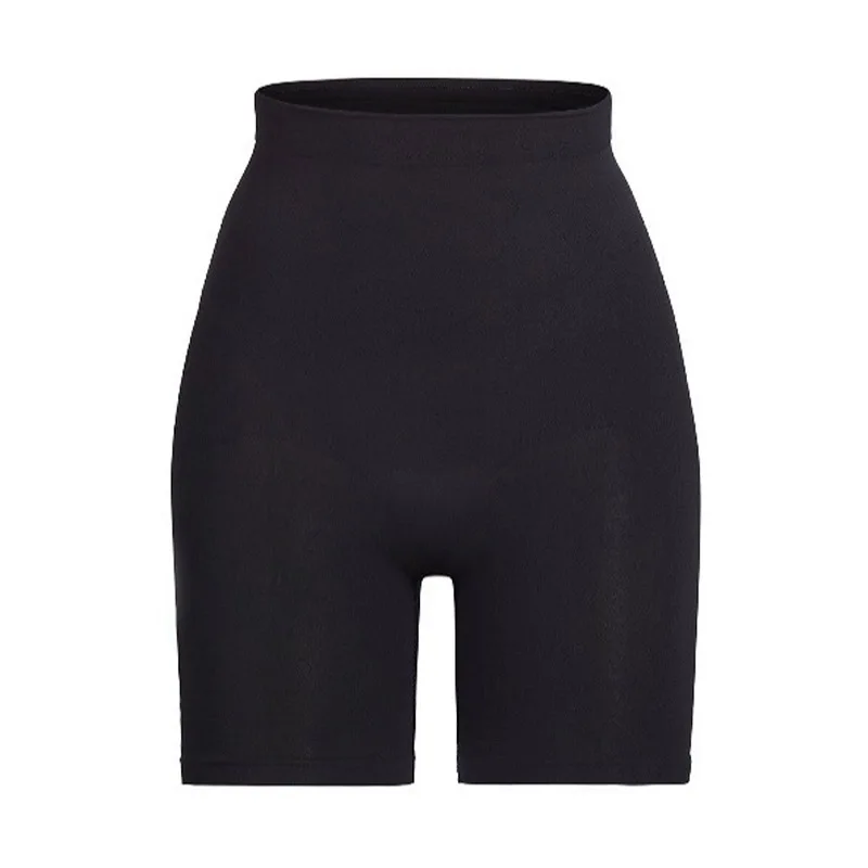 เอวสูงกระชับสัดส่วนเสื้อยืดความยาวสามส่วนยืดหยุ่นสูงผู้หญิงชั้นฐานรัดรูปผสมโพลีเอสเตอร์