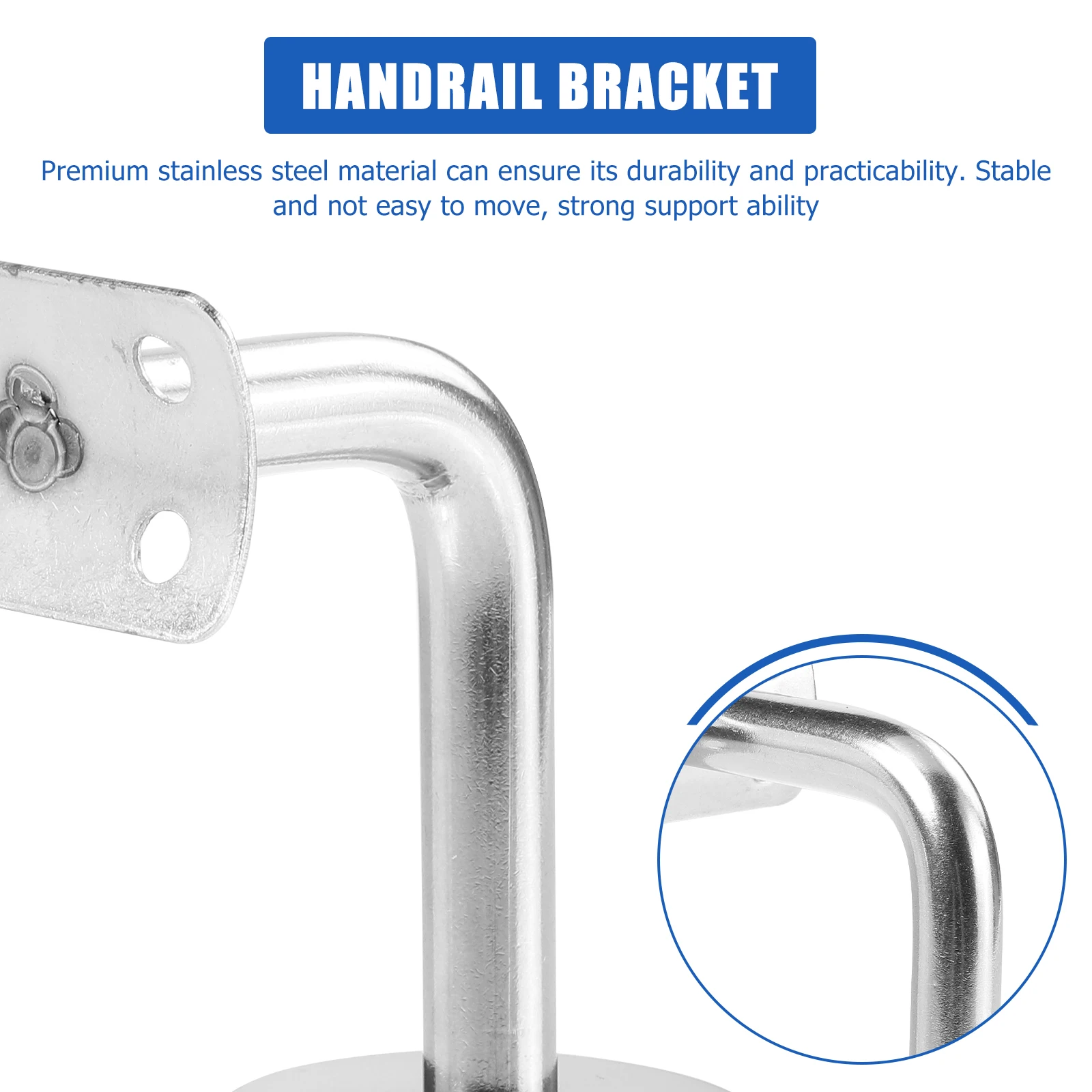 

2pcs Stainless Steel Handrail Bracket Wall Mounted Bannister Support Heavy Duty Easy Install Durable Home Office Store Hotel