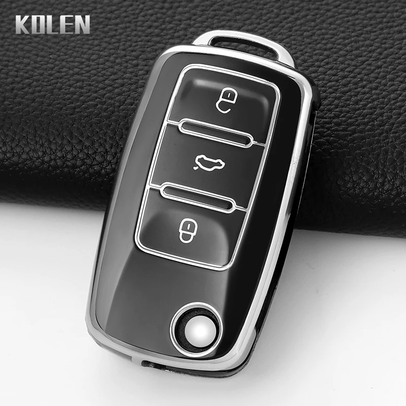 TPU Car Key Case Cover Shell Fob For Volkswagen VW Polo Golf Passat Tiguan Beetle Caddy T5 Up Eos Skoda Octavia Seat Leon Altea