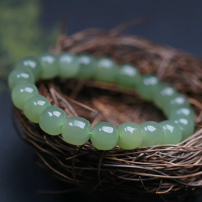 Natural Hetian Sunny Water Qinghai Ice Material Simple Solid Color Jade Bracelet Live