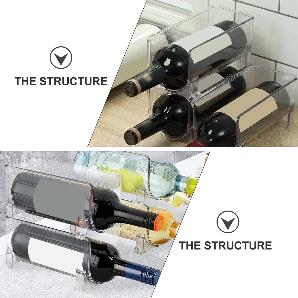 

2pcs Drawer-Type Wine Holder Stackable Bottle Display Stand For Kitchen Fridge Cans Storage Transparent Organizer Rack