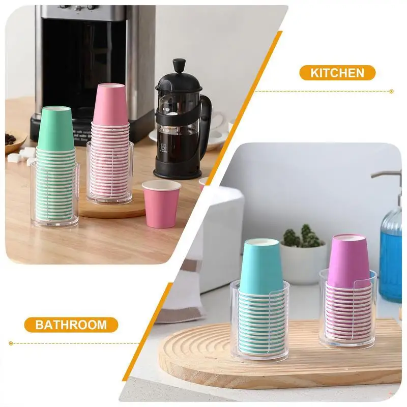 Cup Dispenser Disposable Mouthwash Paper Cups Plastic Cup Holder Cup Dispenser Storage Rack Cups Container For Hotel Kitchen