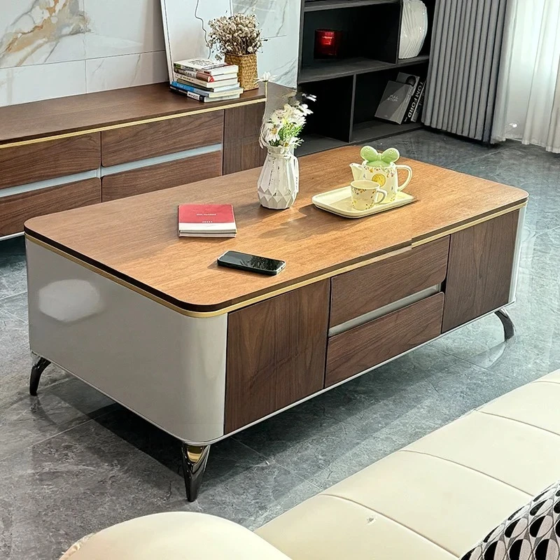 Light luxury minimalist size house type creative high-end walnut color coffee table  FT