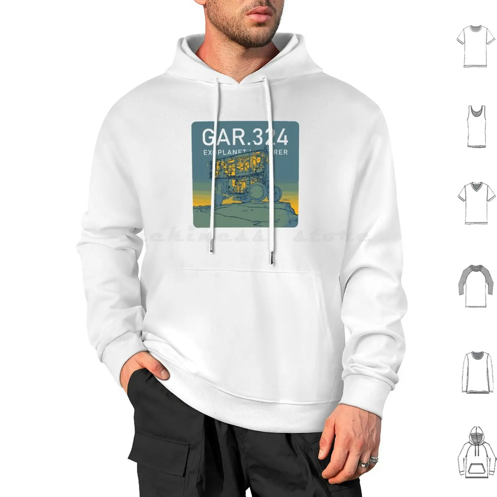 Exoplanet Explorer Gar324-Interior Color Hoodies Long Sleeve Vehicle Cutaway Technical Scifi Scifiart