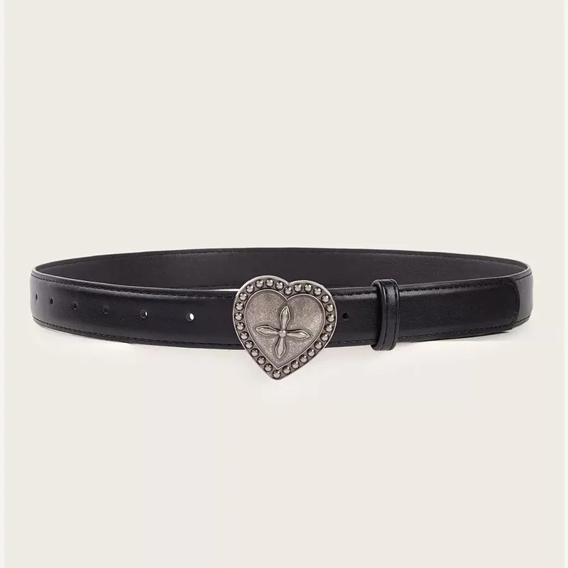 Gothic Fashion Vintage Peach Heart Cross Belt for Women Y2k Belt Diesel Belt for Lady Luxury Designer Jeans Dress Accessories