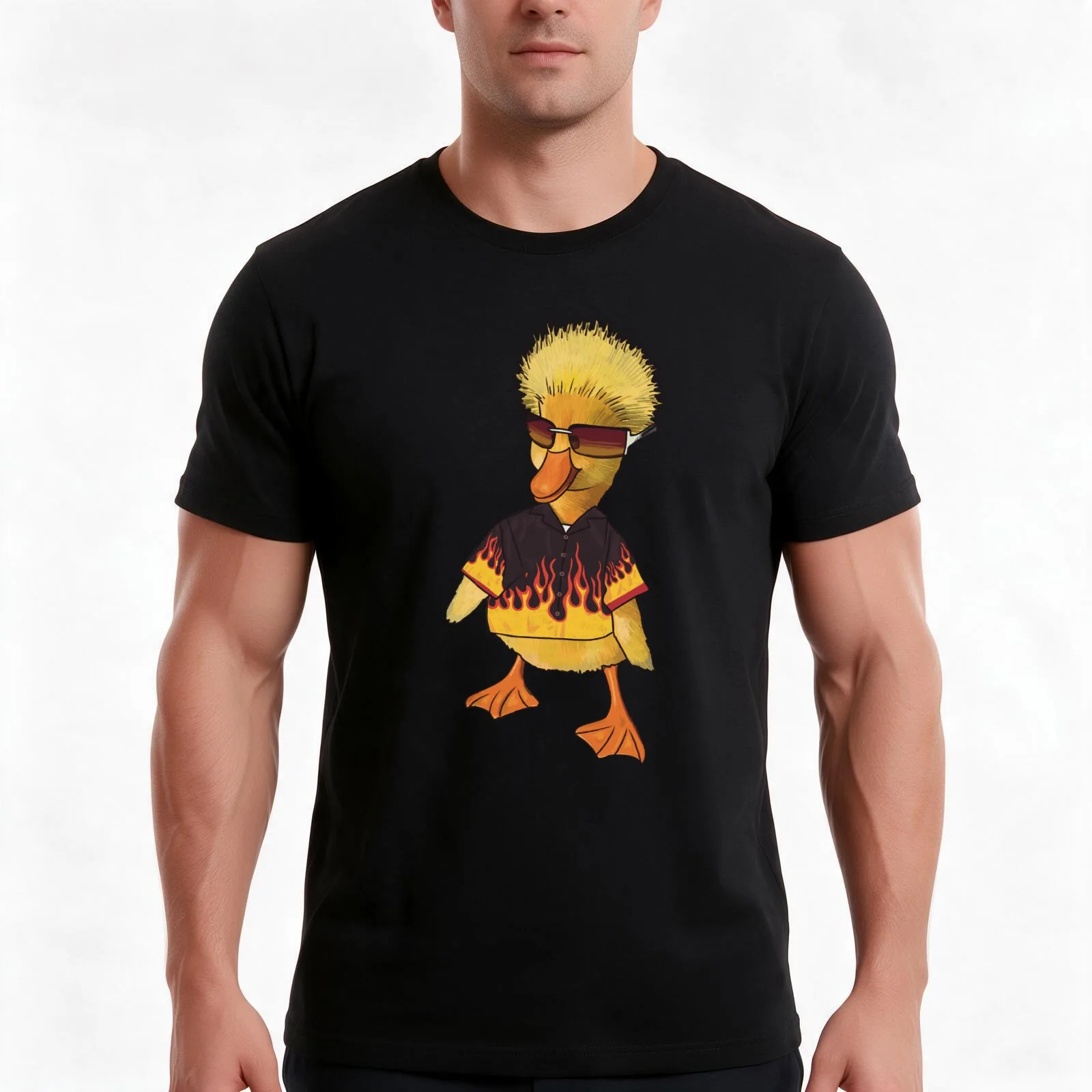Duck Fieri T-Shirt Summer Casual Cotton Tee Oversized Streetwear Tops Vintage Graphic Print Loose Fit Short Sleeve