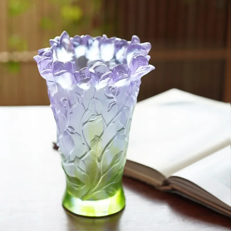 Modern Glazed Ceramic Rose Vase Creative Art Home Decor Light Luxury Living Room Flower Arrangement Ornament Chinese Style