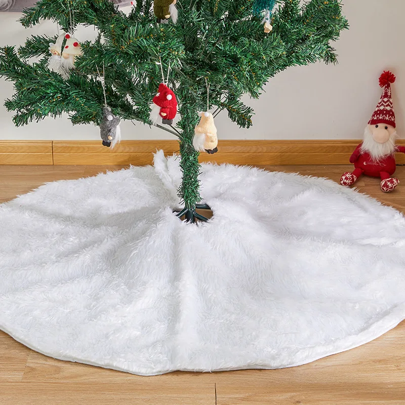 Christmas Tree Skirt Decorations Holiday Plush Pure White Tree Carpet Gifts Atmosphere Display Scene Layout False Snowflake