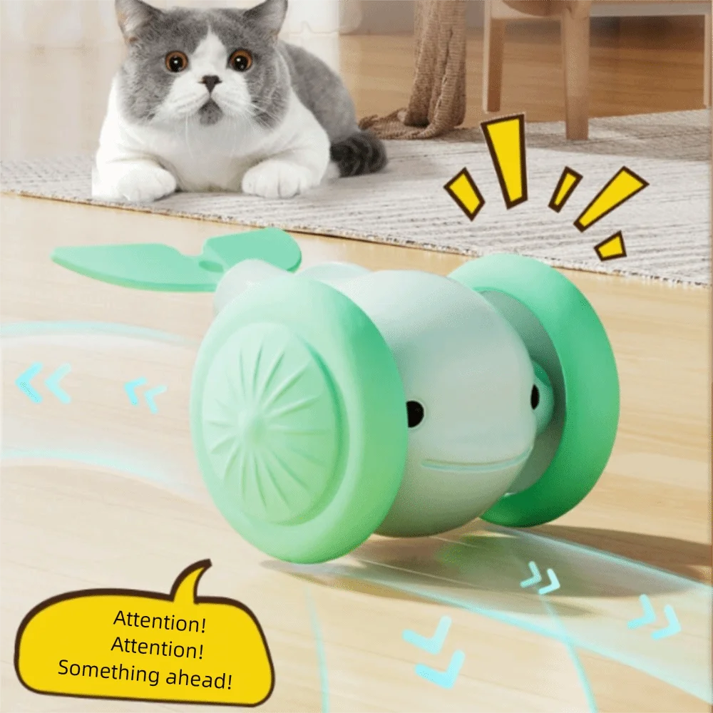

USB Charging Cat Interactive Whale Toy Running Car Interactive Automatic Rolling Ball Plastic Electric Whale Car Toy