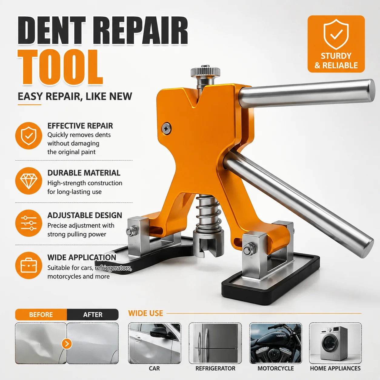 Paintless Car Dent Repair Kit for Auto Body Damage Removal including Dent Puller Glue Gun Hail Small Large Ding Remover Tools