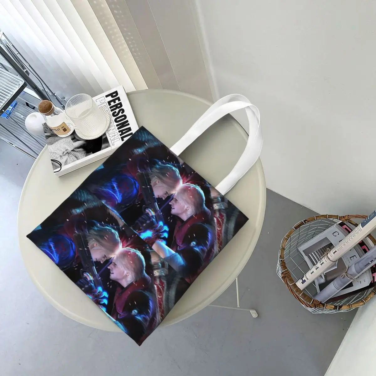 Devil May Cry Game 7 Shopping Bags Canvas The Tote Bag Folding for Women Shoulder Tote Travel Handbag