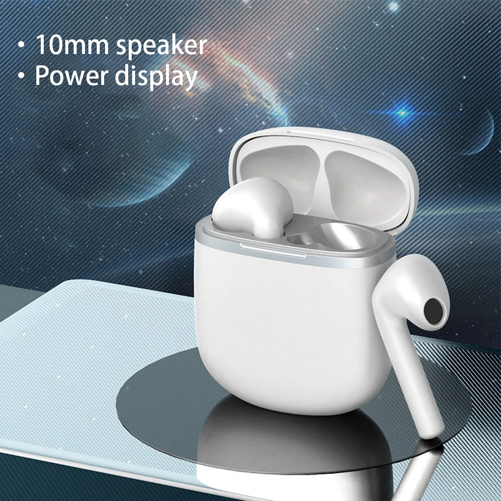 白いワイヤレススマートフォンヘッドフォン、ステレオサブウーファー、スポーツイヤホン