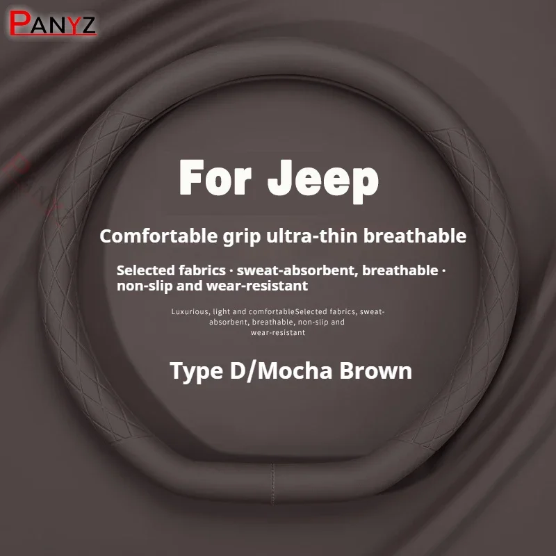 Anti Slip Auto Decoration PU Leather Universal Car Steering Wheel Cover For Jeep	Renegade Compass Patriot Cherokee Wrangler