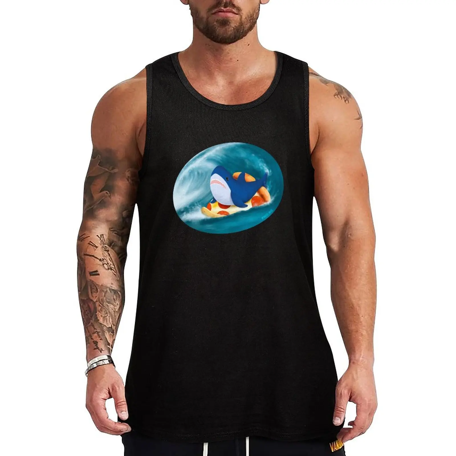 

Blahaj/Shark: Slices up! Tank Top mens designer clothes Japanese t-shirt Sleeveless top