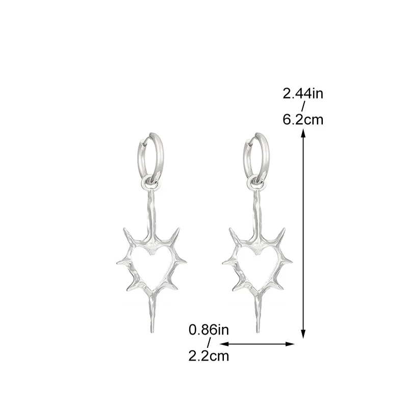 Fashionable Hollow Thorn Heart Earrings Punk Design High-End Couple Style Earrings For Men  Women image 6
