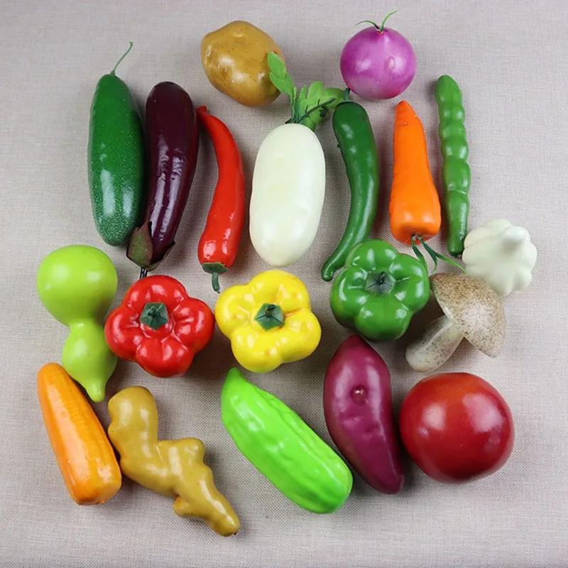 Simulación de comida, cebolla, zanahoria, patata, verduras de plástico artificiales, fruta falsa, modelo de fiesta, cocina, decoración de boda, accesorios, 20 piezas por lote