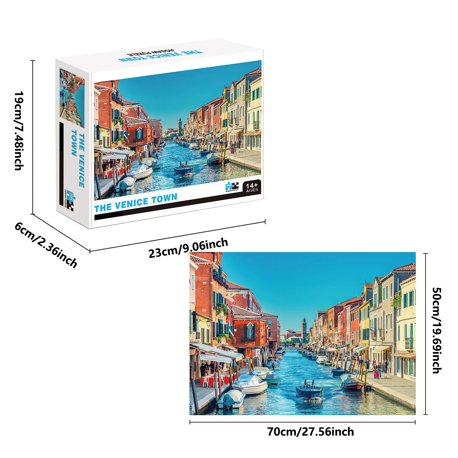 1000 Pieces The Venice Town Jigsaw Puzzles for Adults Home Decor Games Family Fun Floor Puzzles Educational Toys for Kids