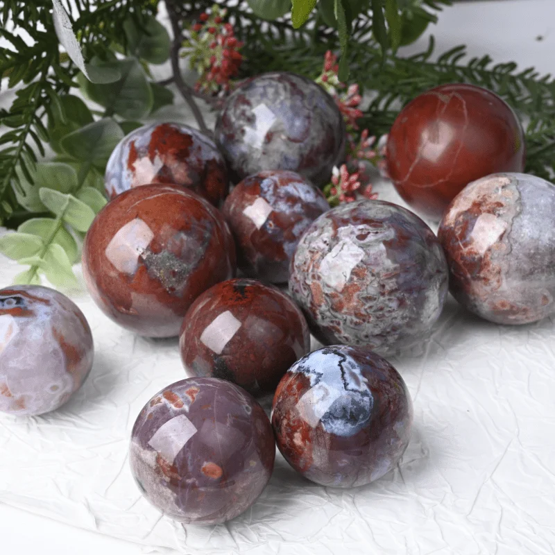 Natural Red Blood Agate Sphere, Colorful Smooth Sphere, Crystal Ball for Home Decor, Crystal Gifts, Meditation, Healing Crystal