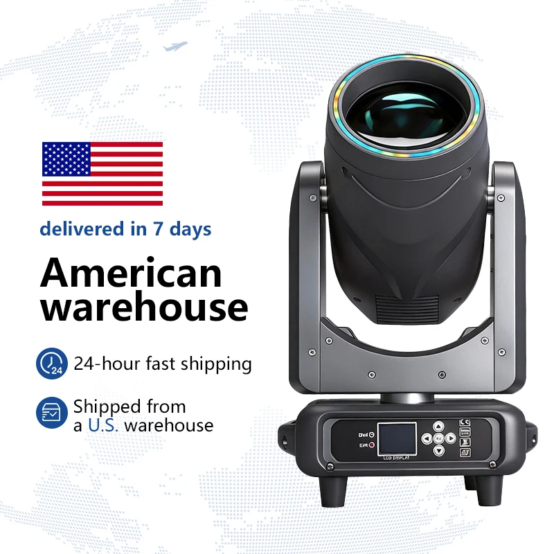 295W Bulb Beam Spot Moving Head Lighting With RGB Ring 2 Prisms Frost Focus Elliptical Prism Effect Dj Dico Club Stage