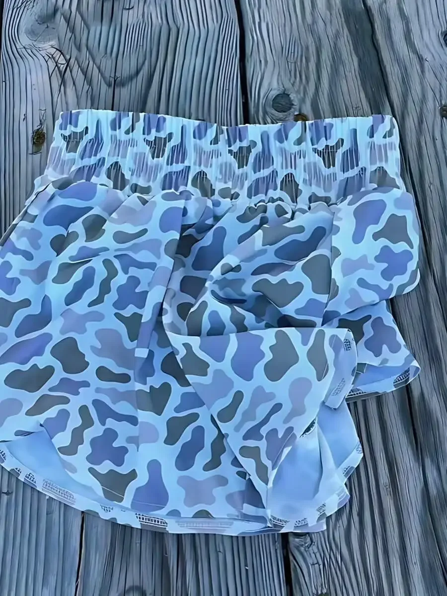 

High Waisted Camo Shorts Unisex Adult Athletic Beach Swim Trunks