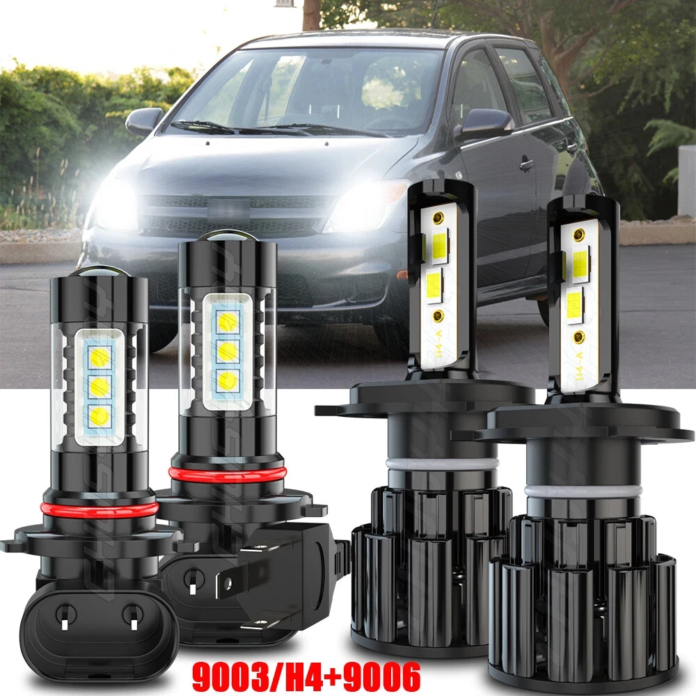 

For Scion XA 2004-2006 4x Canbus 9006 H4 LED Headlight High/Low Beams+Fog Lamp Bulbs Kits 12V 6000K 100000LM 500% Super Bright