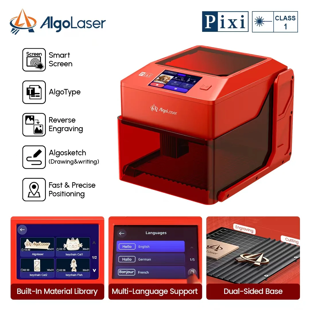 Algolaser PIXI First Entry-Level Mini DIY Laser Engraver Enclosed Portable 3W 5W 10W Diode Smart AlgoType Laser Marker DIY Cut