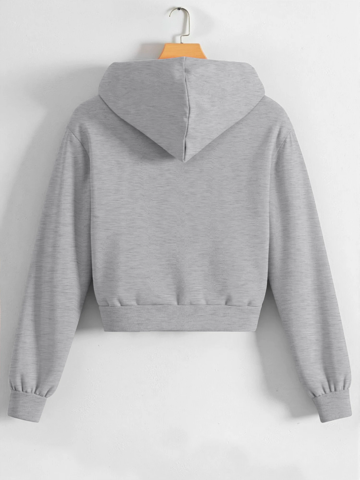 Trendy Cropped Zip-Up Hoodie Jacket, Casual Streetwear Hooded Sweatshirt for Y2K & Daily Outfits