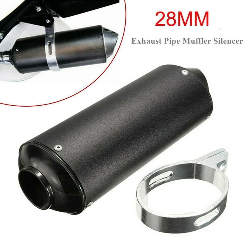 2Pcs 28Mm Motorcycle Exhaust Muffler Pipe Kit Exhaust Racing Pipe For 50Cc 110Cc 125Cc Dirt Pit Bike ATV For Honda Black