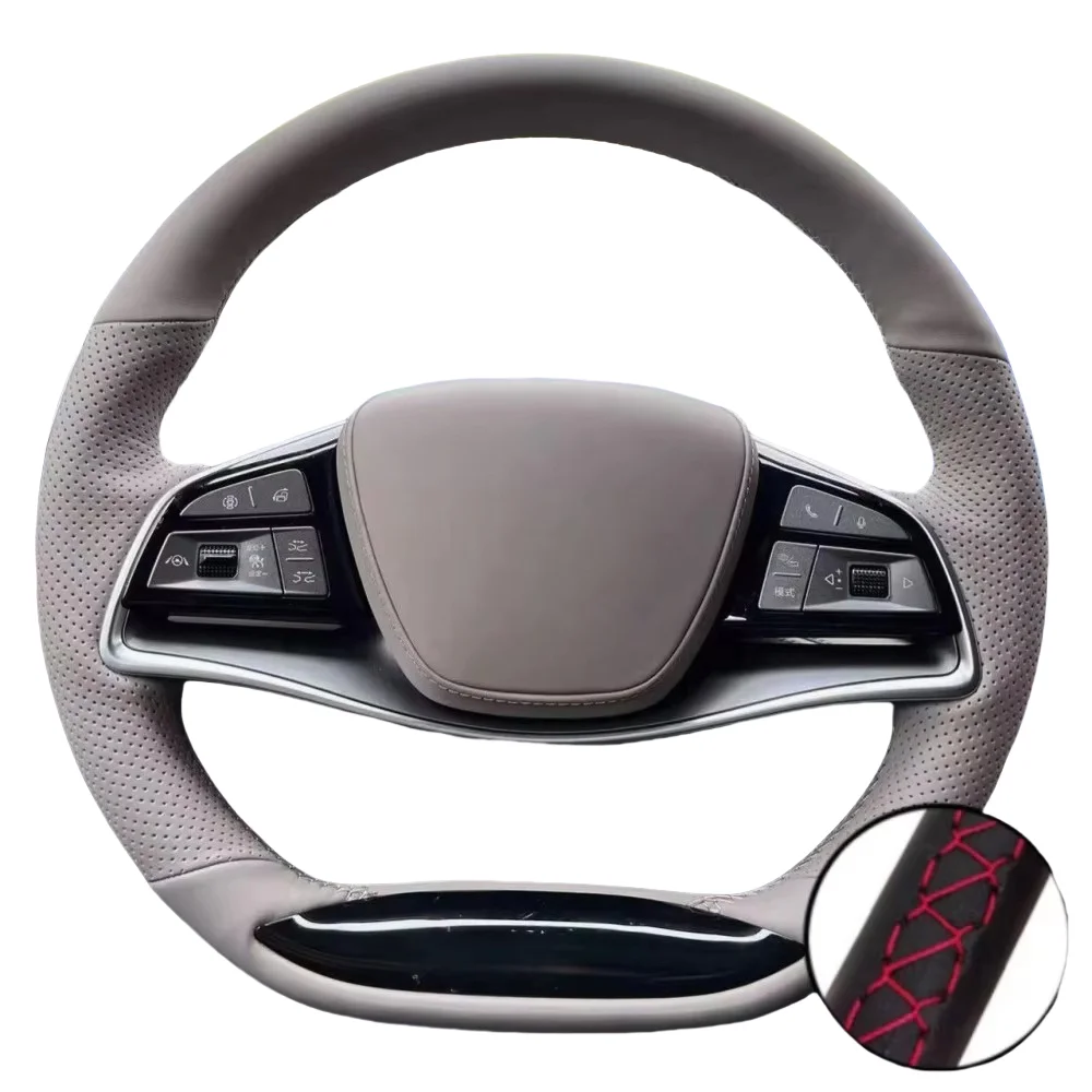 

Braid Car Steering Wheel Cover Wrap Hand Sewing Non-Slip And Soft Microfiber Leather For BYD Tang EV DMI DMP Han Song Plus E9