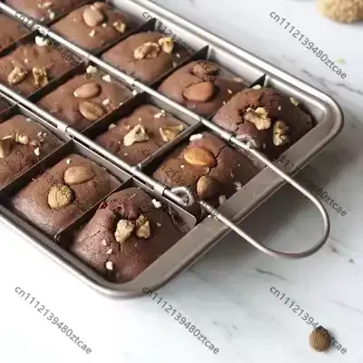 Thickened Solid‑bottom Rectangular Baking Tray With Movable Partition 18‑grid Non‑stick Pastry Baking Mold Kitchen Baking