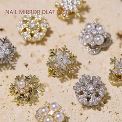 2PCS Luxury Rotatable Spinner Nail Charms Alloy Snowflake Crystal Diamond Zircon For Nails Art Decorations Rhinestones Accessory