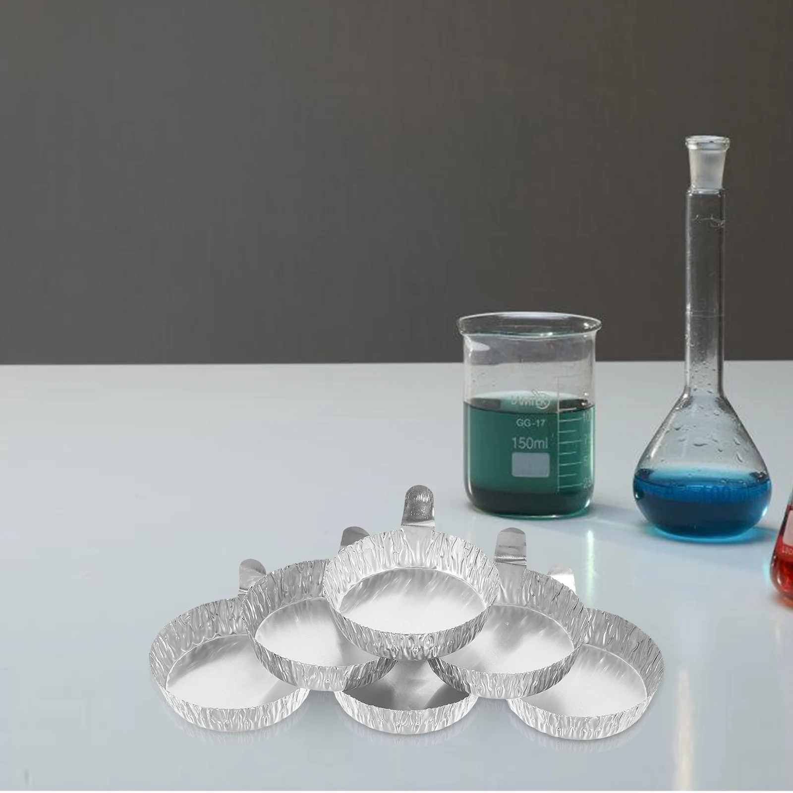 

100pcs Aluminum Foil Weighing Plates 42Ml Sample Weighing Trays For Lab Equipment Balance Moisture Analyzer Handle Design