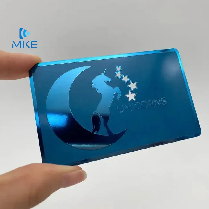 

Luxury Blue Mirror Business Wedding Membership Gift Visit Metal Cards