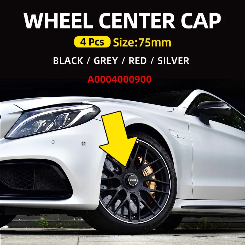 

4pcs/lot 75mm A0004000900 Car wheel Hub Cap Emblem badge logo for Mercedes Benz AMG C43 C63 E43 E53 E63 W205 W213 Accessories